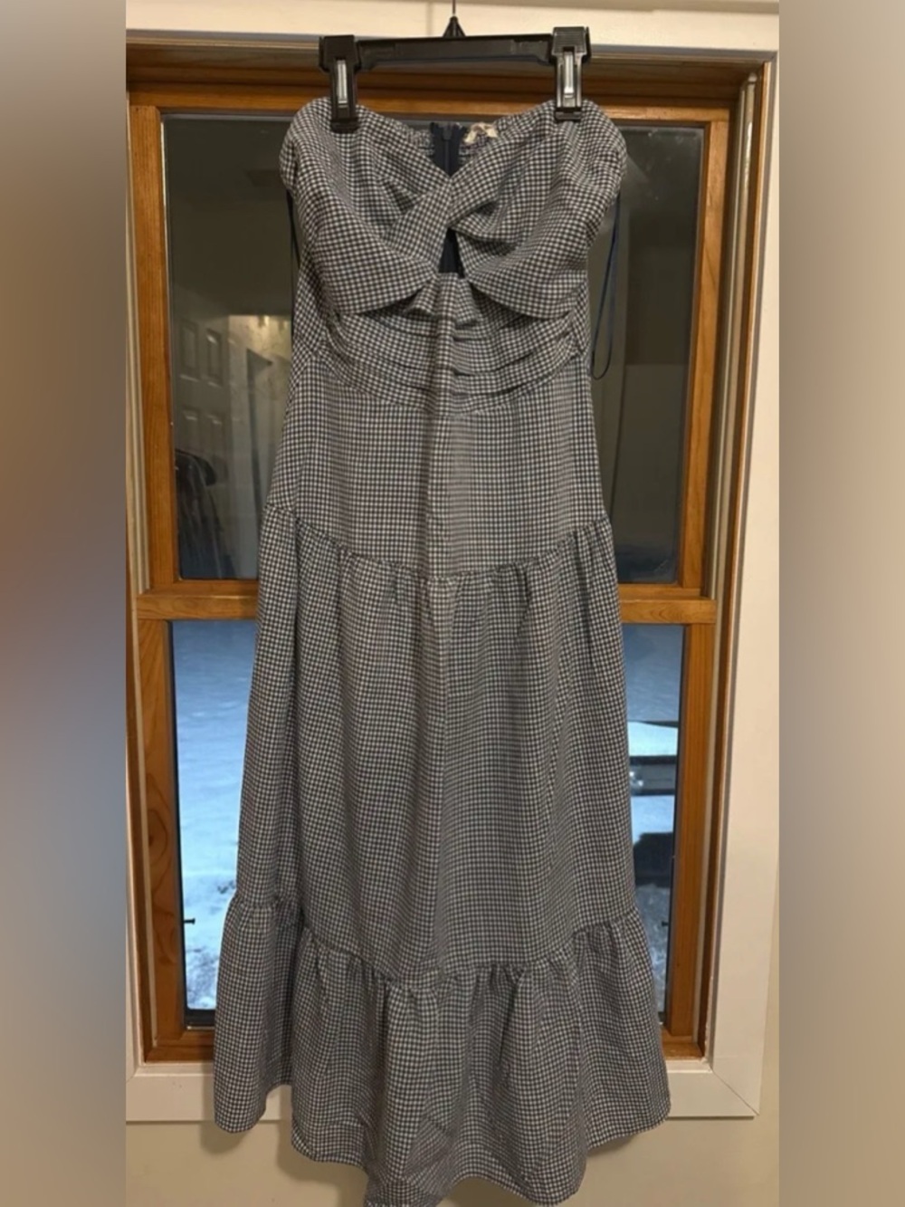 Strapless Gingham Long Maxi Boutique Dress